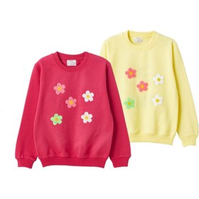 تصویر خرید اینترنتی پلیور نوزادی دخترانه زرد برند JackandRoy S000132451 ا 2'li Çiçek Desenli Kız Çocuk Sweatshirt 2'li Çiçek Desenli Kız Çocuk Sweatshirt