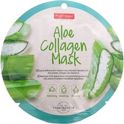 تصویر ماسک نقابی کلاژنه حاوی عصاره آلوئه ورا پیوردرم Purederm Aloevera Collogen Sheet Mask