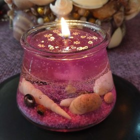 تصویر شمع ژله ای عروس صدف دریاییdi/ba - بنفش ارغوانی candle_panah