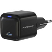 تصویر شارژر دیواری پاورولوژی مدل PWCUQC015 ا شارژ 20 وات Powerology Ultra-Compact GaN Charger PD 20W EU - Black