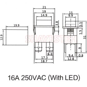تصویر کلید راکر فشاری چهار پین مشکی 