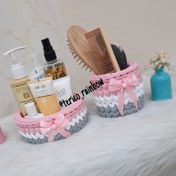 تصویر سبد تریکو نظم دهنده لوازم آرایشی صورتی پرطرفدار 