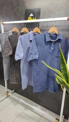 تصویر تیشرت سنگ شور یقه دار سایز L و XL و 2XL رنگ آبی و زغالی 