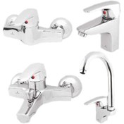 تصویر ست شیرآلات طهورا مدل فلورا کروم Tahora Flora Chrome Set Faucets