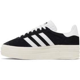 تصویر کفش آدیداس گزل لژدار مشکی سفید Adidas Gazelle Bold Black White 