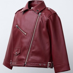 تصویر جاکت بایکری یقه نواردار با زیپ از برند زارا 