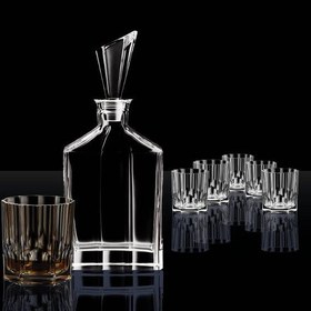 تصویر تنگ و لیوان 7 پارچه ناخمن مدل Nachtmann Aspen Crystal Whisky Carafe 