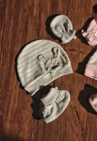 تصویر ست کلاه و دستکش و پاپوش نوزادی پاپو مدل موشی کد 15139 