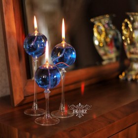 تصویر شمع شیشه ای گرد پایه دار Round glass candle with base