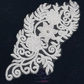 تصویر پنل گل برجسته تمام ملیله دوزی سفید (جفتی) 