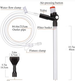 تصویر مکنده تفنگی دستی تمیز کننده داخل آکواریوم : VAYINAVAYINATO® 3 in 1 Aquarium Gravel Cleaner Water Changer with Glass Algae Scrapper Suitable for Aquarium Height 92Cm(Gun Type Ql-09G)