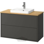 تصویر روشویی با کشو/روشویی/شیر آب ایکیا مدل IKEA HAVBÄCK / ORRSJÖN رنگ بامبو/روکش 