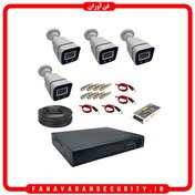 تصویر پکیج دوربین مداربسته 4 کانال دید درشب رنگی cctv camera packing 4ch