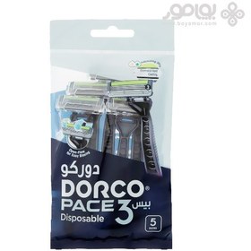 تصویر خودتراش دورکو 3 لبه مدل Pace 3 Disposable بسته 5 عددی dorco pace3 lubricating strip 5pcs