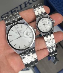 تصویر ساعت سیکو ست زنانه و مردانه سیکو اکسکلوسیو مدل 3170 رنگ نقره‌ای صفحه سفید 