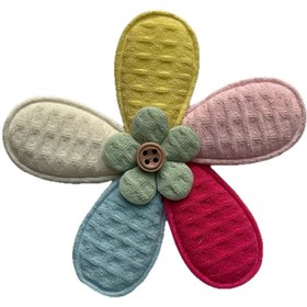 تصویر تکه دوزی گل پنج رنگ 