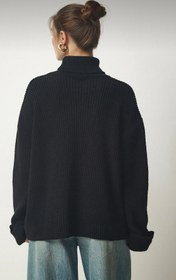تصویر بلوز یقه اسکی - مشکی / فری سایز Knitted bluz