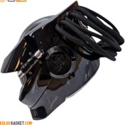 تصویر کلاه کاسکت جنگجو لیزر مشکی براق 