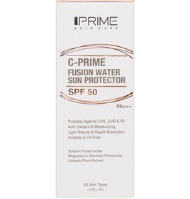 تصویر فلوئید ضد آفتاب حاوی ویتامین c و spf50 فیوژن واتر مناسب انواع پوست حجم 40 میل پر Prime Spf 50 Fusion Water Sun Protector 40 ml