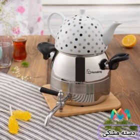 تصویر کتری قوری استیل هوم کینگ ظرفیت ۳ لیتر با کفه چدن 