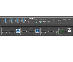 تصویر KVM سوئيچ 2 پورت با ورودی HDMI2.0/DP/USB3.0 با دو خروجي HDMI فرانت Faranet Dual monitor 4k@60 HDMI2.0/DP/USB3.0 2*1 KVM Switcher