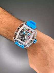 تصویر ریچارد میل صفحه اسکلتون قاب پلاستیکی - بند تیفانی - Richard Mille 