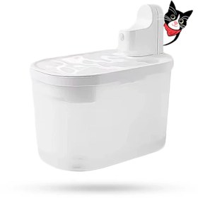 تصویر ظرف آبخوری اتوماتیک گربه سنسور دار حجم 2.5 لیتر طرح بیضی شارژی – 2.5 liter automatic rechargable cat drinking bowl oval design 