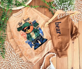 تصویر بلوز و شلوار بچگانه تدی فشن تکرنگ کرم 