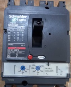 تصویر کلید اتوماتیک، اشنایدر 250 آمپر، قابل تنظیم حرارتی-مغناطیسی سری NSX250B Automatic switch, Schneider 250 amp, thermal-magnetic adjustable nsx250b series