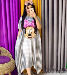 تصویر پیراهن زنانه میکی موس سایز فری جنس ملانژ 