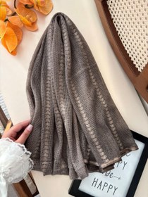 تصویر شال پاییزه کنفی خامه دوزی - صورتی تیره 