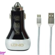 تصویر شارژر فندکی الدینیو (Ldino) مدل C2 به همراه کابل تبدیل USB-C 