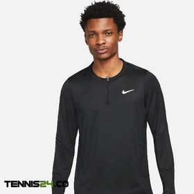 تصویر تی شرت نیم زیپ تنیس مردانه نایک NikeCourt Dri-FIT Advantage-مشکی 