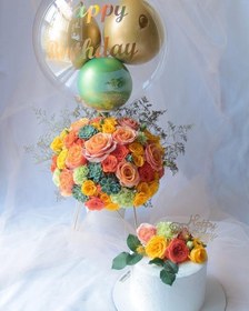 تصویر باکس گل و کیک تبریک تولد 60 سالگی 