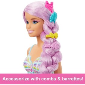 تصویر عروسک پری دریایی باربی با موهای بلند و لوازم جانبی برند barbie Barbie Long Fantasy Hair Mermaid Doll with Accessories