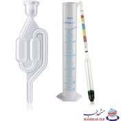 تصویر پکیج هیدرومتر سه کاره الکل سنج و شیرینی سنج با قفل هوا و استوانه مدرج 