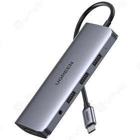 تصویر هاب 10 پورت Type-C به USB3.0 ،LAN ،VGA ،HDMI ،AUX ،SD ،TF و PD یوگرین مدل CM179 - خاکستری 