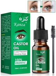 تصویر روغن کرچک 100% ارگانیک برای مژه‌ها، ابروها و مو - روغن کرچک سیاه طبیعی، پرس سرد، روغن رشد مو بدون هگزان برند kanza 