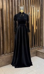 تصویر پیراهن مجلسی دخترانه زنانه مخمل دانتل برجسته مدل آدرینا - کد 2147542 