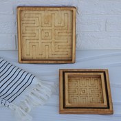 تصویر سینی سه تایی مربع چوبی 