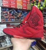 تصویر کفش حرفه ای بوکس طرح اژدها رنگ قرمز 