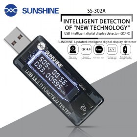 تصویر تستر Sunshine SS-302A 5A QC4.0 USB ا Sunshine SS-302A 5A QC4.0 USB Digital Tester Sunshine SS-302A 5A QC4.0 USB Digital Tester