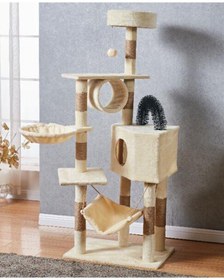 تصویر برند yolu Large Wooden Cat Tree 150Cm, Multi-Level Activity Cat Tower Furniture For Cat 60x40x150 Cm Beige