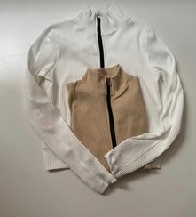 تصویر بلوز جلو زیپ دار - سفید 