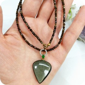 تصویر گردنبند آبسیدین طلایی 