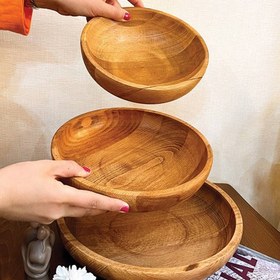 تصویر کاسه چوبی طرح کلاسیک در 3سایز 