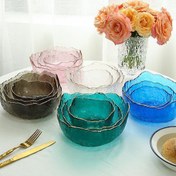 تصویر کاسه و پیاله دفرمه ۳تایی لبه طلایی 