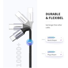 تصویر کابل USB-C به USB-C یوگرین مدل US261-50152 طول 2 متر Ugreen CD130-40858 USB-C PD+USB-A QC 30W Fast Car Charger