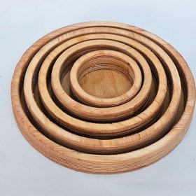 تصویر ست 5 عددی کاسه چوبی گرد 
