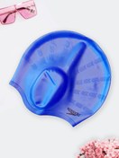 تصویر کلاه استخر آبی رنگ زنانه و مردانه گوشیدار مناسب برای موهای بلند بانوان اسپیدو ( Speedo ) 